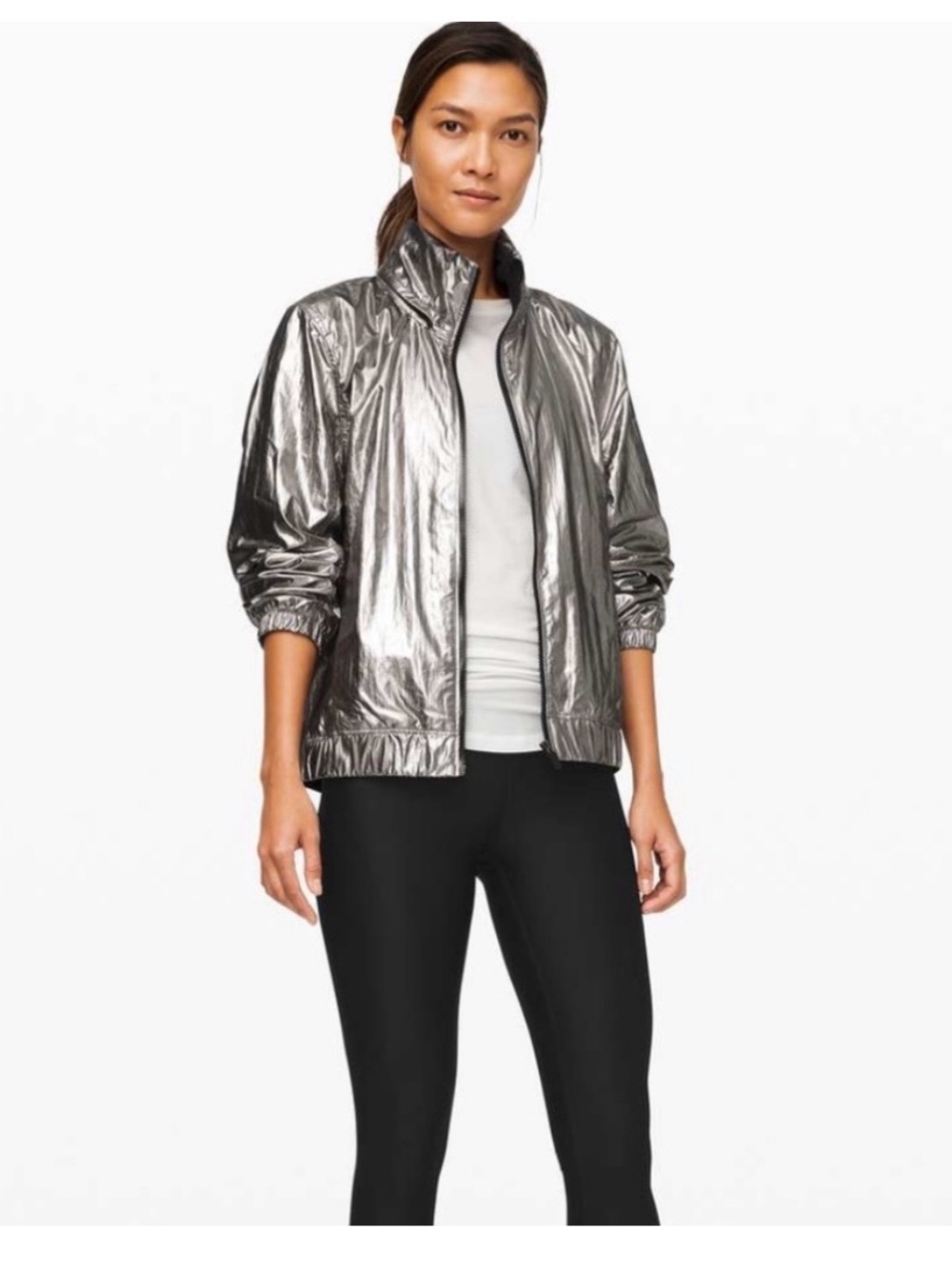 Lululemon Metallic Silver Lightweight Zip-Front Women's Jacket